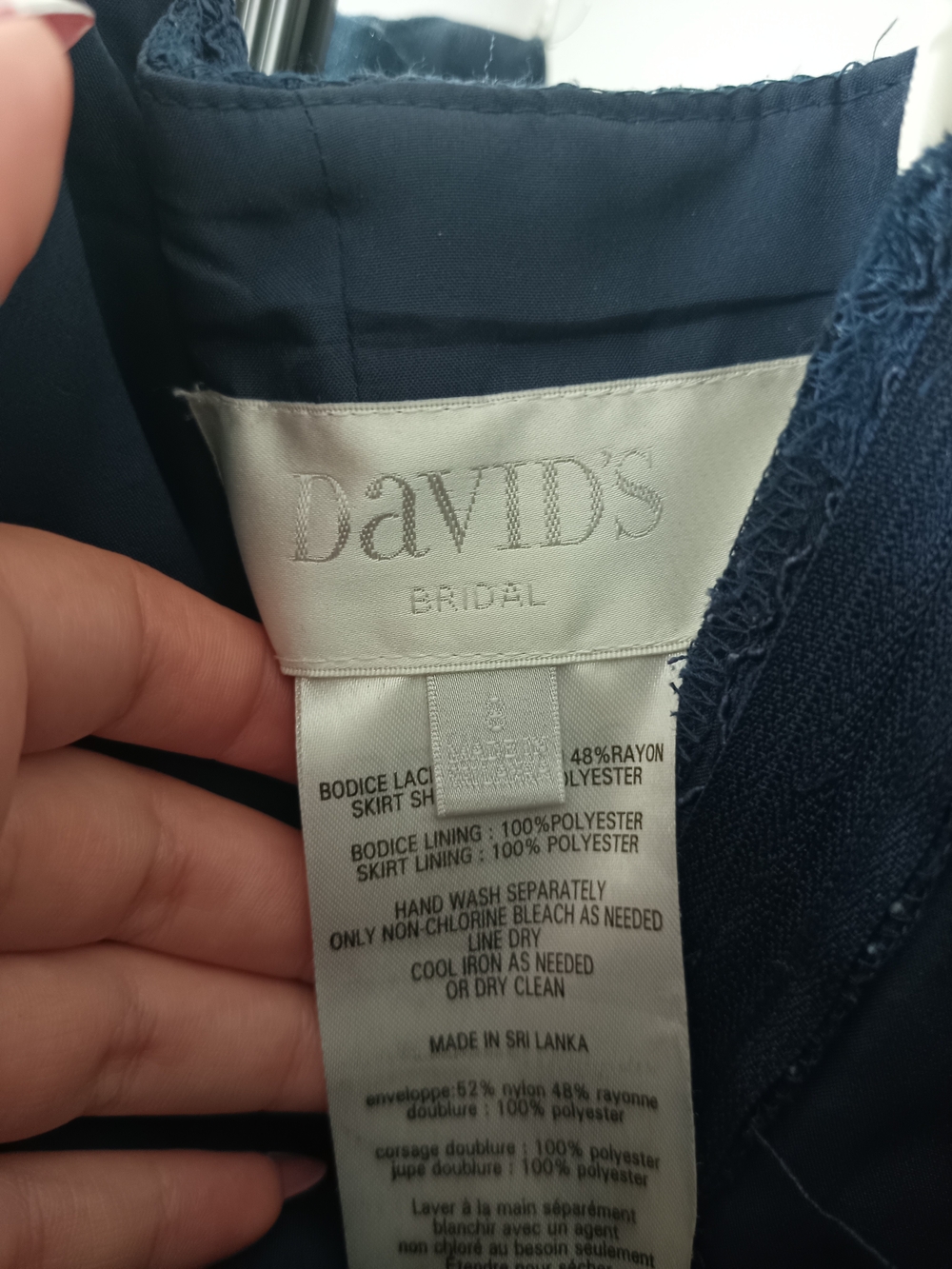 David's Bridal Navy Lace Cocktail Dress